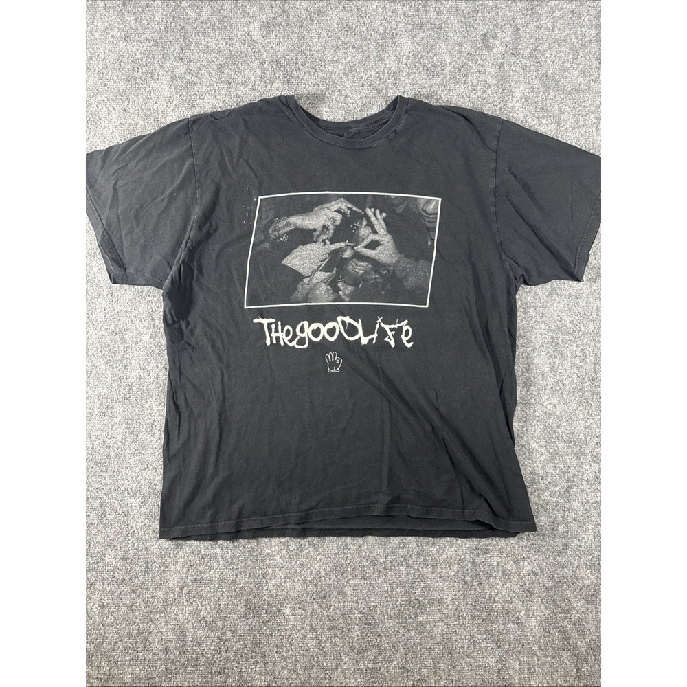 Men's XL Black "The Good Life" T Shirt Double Sided Gangster Collab